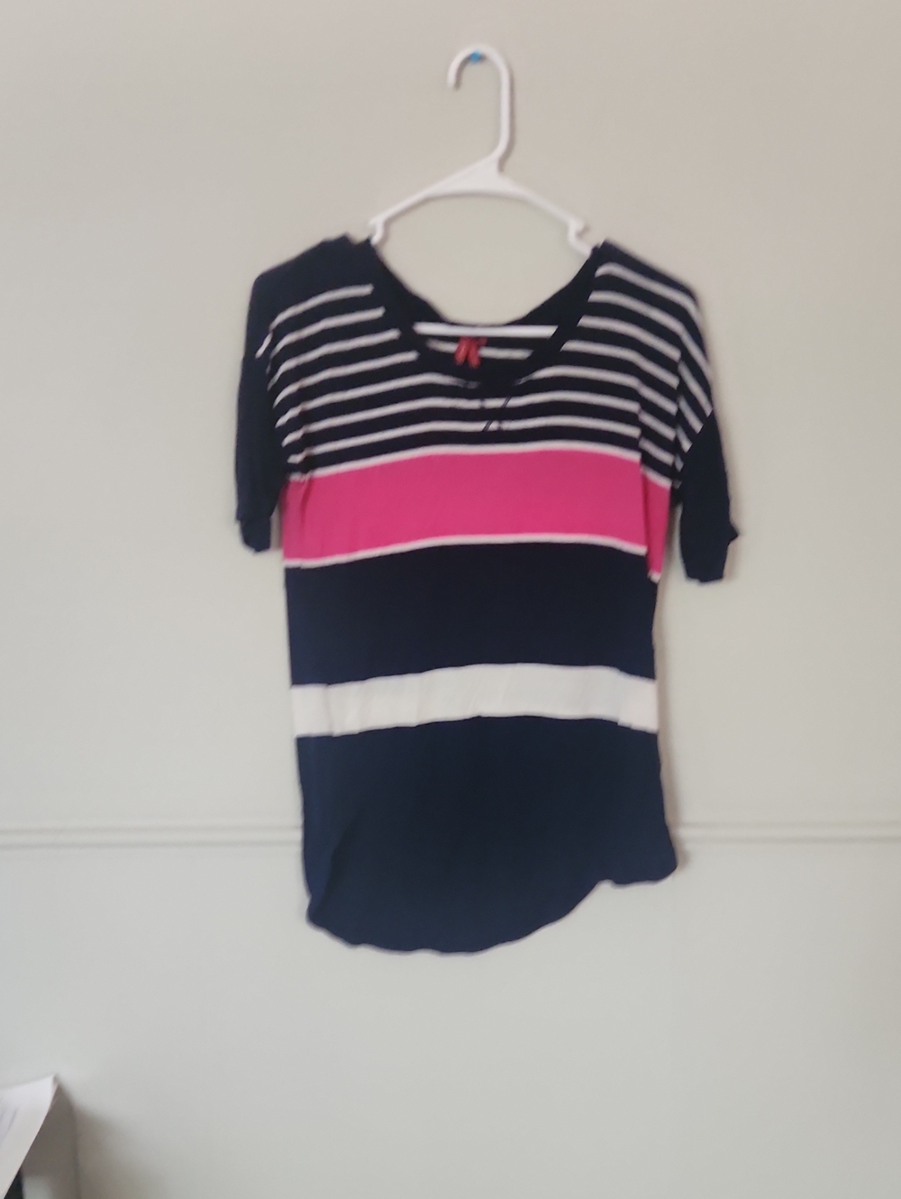 Red Camel Navy, White & Pink Striped Short-Sleeve Tee
